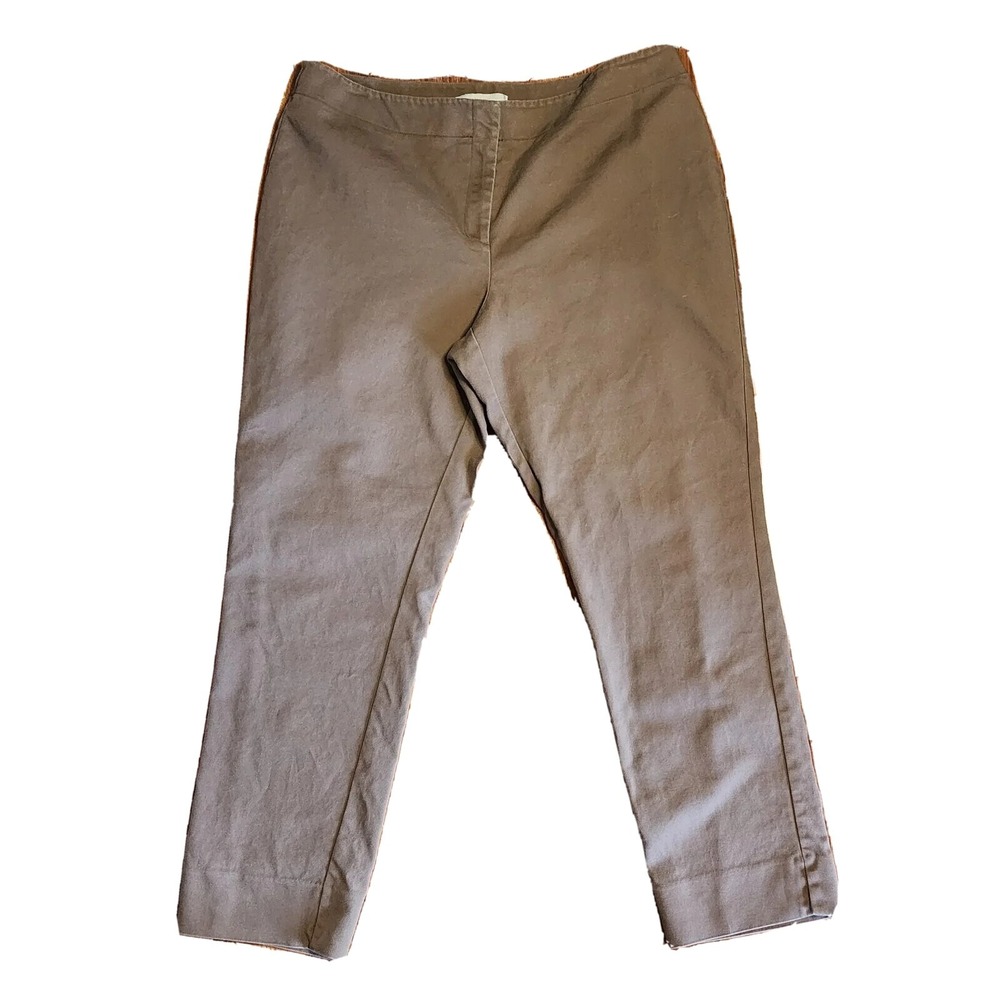 Chicos Pants Size 2‎ Womens L Large 12 Solid All Brown Ankle Chino Neutral Work
